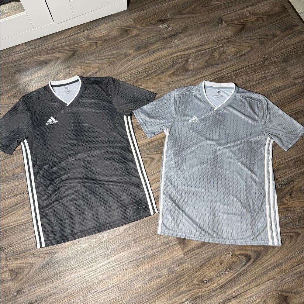 Adidas Black and Gray V-Neck Jerseys